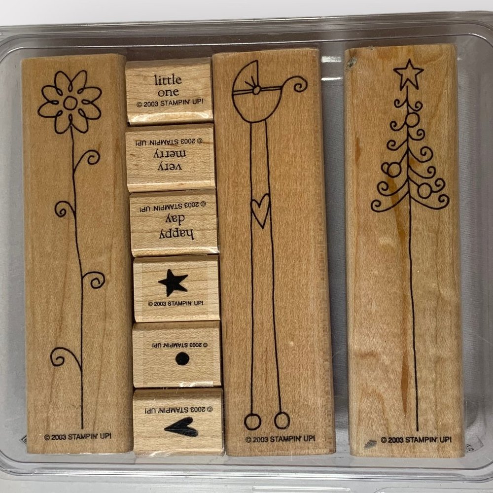 Stampin' Up NICE & NARROW Mounted Wood Stamp Set RETIRED